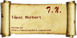 Tápai Norbert névjegykártya